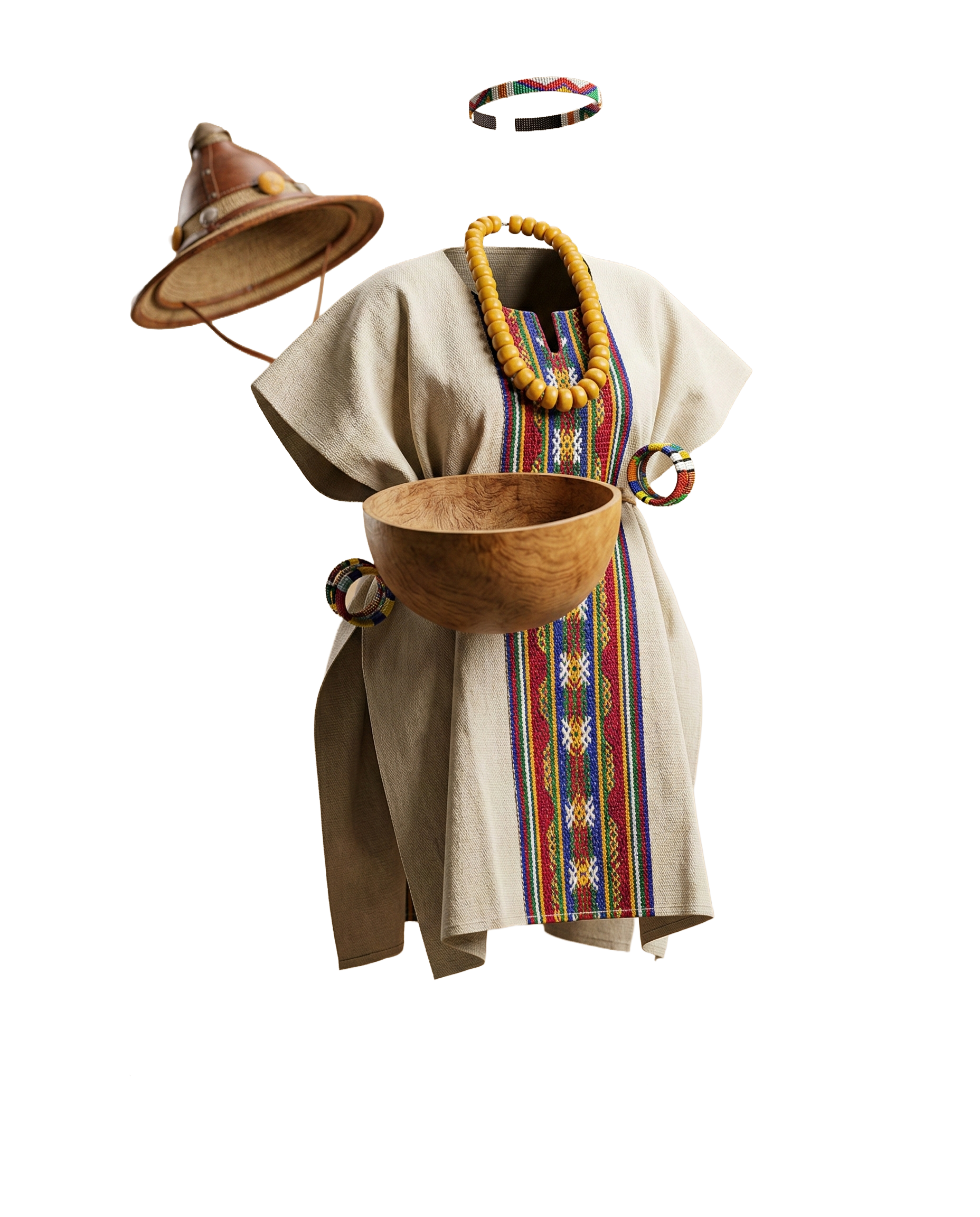 Boubou Peul traditionnel richement brodé avec des motifs Sahéliens